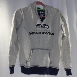 Seattle Seahawks pullover w/hood and kangaroo pockets, light t-shirt feel, good